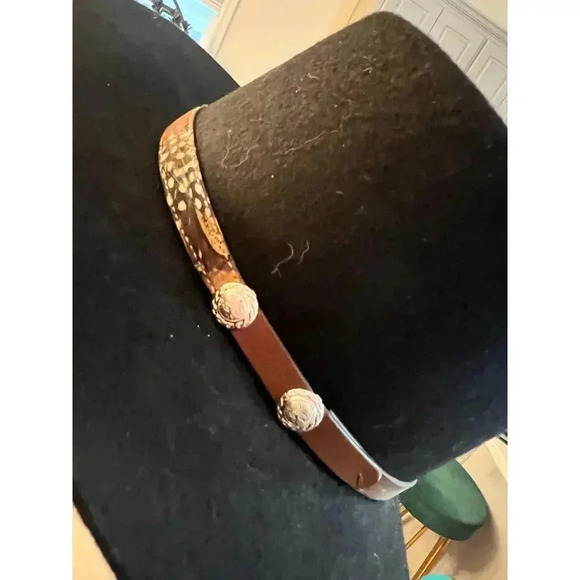 MENS WOOL BLACK WESTERN HAT WITH BEADED CHIN STRAP SIZE MEDIUM - Picture 4 of 10